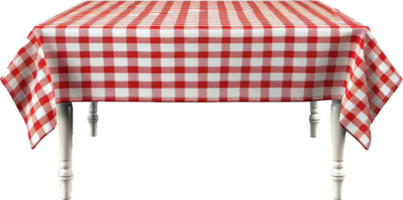 Red and White Checkered Tablecloth on Dining Table. png