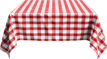 röd och vit rutig bordsduk på dining tabell. png
