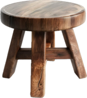 Rustic Wooden Stool with Round Seat. png