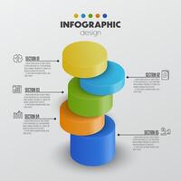 Cylindrical timeline for presentations and business concept charts with 5 options. vector