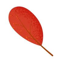 Dry autumn red leaf with grain texture. Flat illustration isolated on white background vector