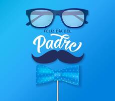 contento del padre día Español felicidades con 3d cosa. creativo azul diseño vector