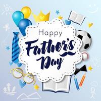 Happy Father's Day square greeting card, icon or Internet banner. vector