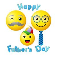 Happy Father day creative postcard with web emoticons vector