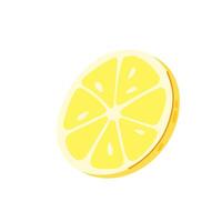 Lemon slice in flat style. Fresh citrus fruit. Ingredient for making lemonade. Cartoon sour lemon. vector