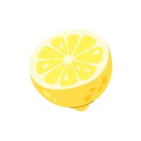 Half of a ripe lemon in flat style. Fresh citrus fruit. Ingredient for making lemonade or dessert. Lemon. vector