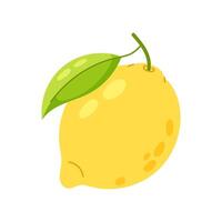 Ripe lemon in flat style. Fresh citrus fruit. Ingredient for making lemonade. Cartoon sour lemon. vector
