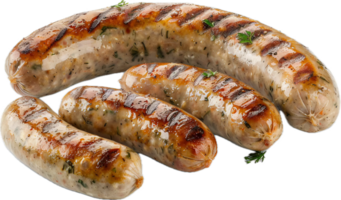 grillé saucisses avec carboniser Des marques et herbes png