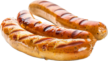 grillé saucisses avec carboniser Des marques et herbes png