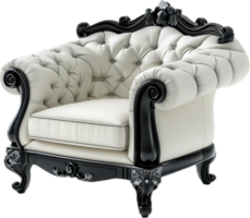 Luxurious Baroque Armchair with Tufted Upholstery. png