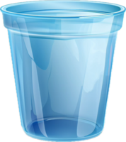 transparant blauw plastic beker. png