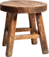 Rustic Wooden Stool with Round Seat. png