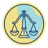 justice scale symbol icon, judge and court tools icon vector