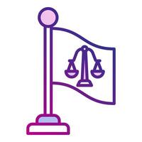 court symbol flag icon, judge and court tools icon vector