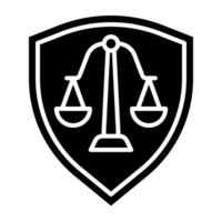 shield and scales of justice icon, judge and court tools icon vector