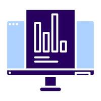 chart icon and computer screen, bookkeeping and business icon vector