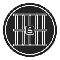 prison bars icon, judge and court tools icon vector