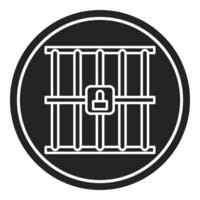 prison bars icon, judge and court tools icon vector