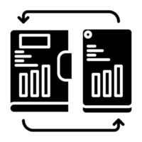 note synchronization icon on smartphone, bookkeeping and business icon vector