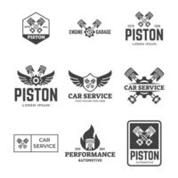 Set of Automotive piston workshop logo design modern badge style custom car service engine tune up logo. vector