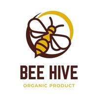 Bee hive and honey logo flat designBee hive and honey logo flat design vector