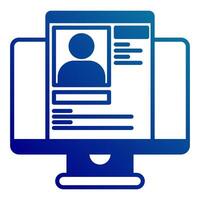 computer icon and database profile, judge and court tools icon vector
