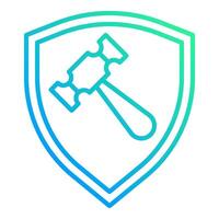 court hammer and shield icon, judge and court tools icon vector