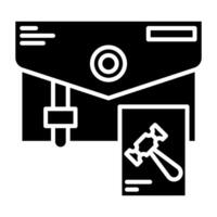 briefcase icon, judge and court tools icon vector