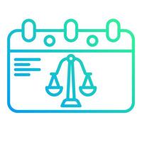 trial calendar icon, judge and court tools icon vector