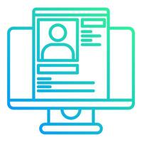 computer icon and database profile, judge and court tools icon vector