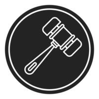 court hammer icon, judge and court tools icon vector
