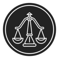 justice scale symbol icon, judge and court tools icon vector