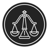 justicia escala símbolo icono, juez y Corte herramientas icono vector