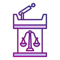 court witness table icon, judge and court tools icon vector