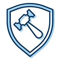court hammer and shield icon, judge and court tools icon vector