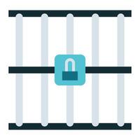 prison bars icon, judge and court tools icon vector