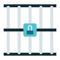 prison bars icon, judge and court tools icon vector