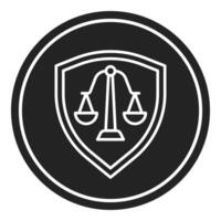 shield and scales of justice icon, judge and court tools icon vector