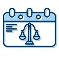 trial calendar icon, judge and court tools icon vector