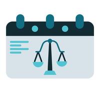 trial calendar icon, judge and court tools icon vector