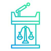 court witness table icon, judge and court tools icon vector