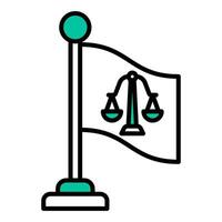 court symbol flag icon, judge and court tools icon vector