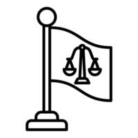 court symbol flag icon, judge and court tools icon vector
