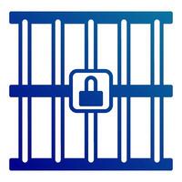 prison bars icon, judge and court tools icon vector