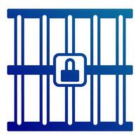 prison bars icon, judge and court tools icon vector