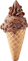 Chocolate Ice Cream Splashing in Cone. png