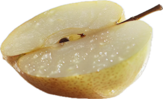 Close-up of Sliced Pear Half. png