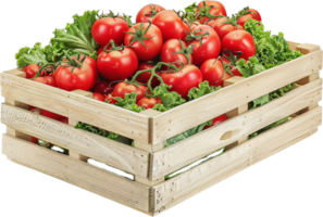 Wooden Crate Filled with Fresh Vegetables. png