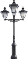 Vintage Street Lamp with Lit Bulb Close-up. png