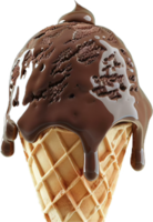 Chocolate Ice Cream Splashing in Cone. png